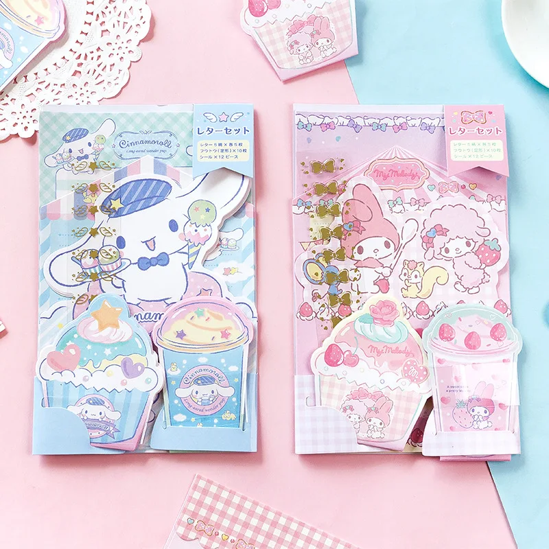 New Sanrio Note Kawaii HelloKitty Mymelody Cinnamoroll Student Creative Cartoon Envelope Message Memo Cute Girl Greeting Card