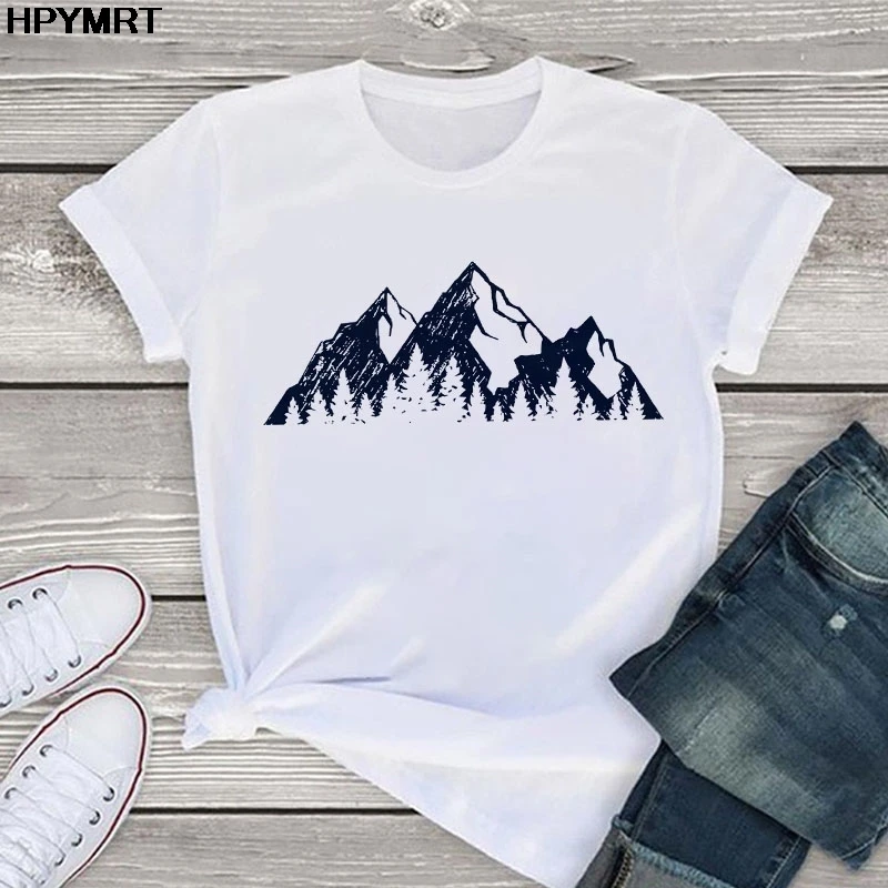 Vintage forest Print T-shirt Women's Fashion Casual T shirt Ladies Harajuku Graphic Tshirt Short Sleeve Female Clothing Tops Tee