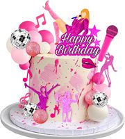 26 PCS Music Cake Toppers Pink Girl Birthday Cake Topper and Disco cake topper for Music Birthday Party Decorations Supplies