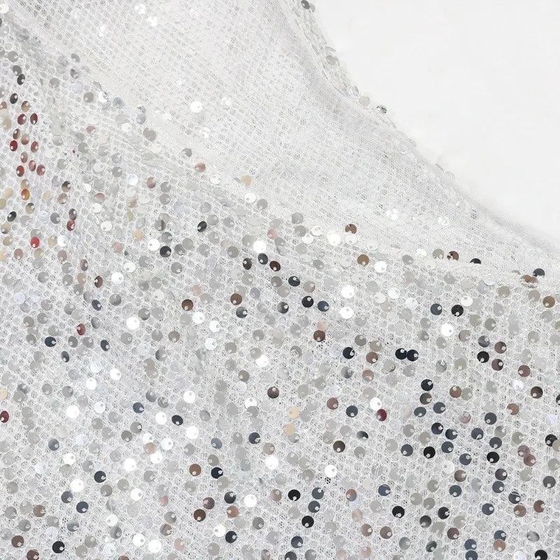 KEXU Sequined Sleeveless Cutout Front One Shoulder High Split Midi Long Maxi Dress Women 2025 Birthday Party Dresses Vestidos