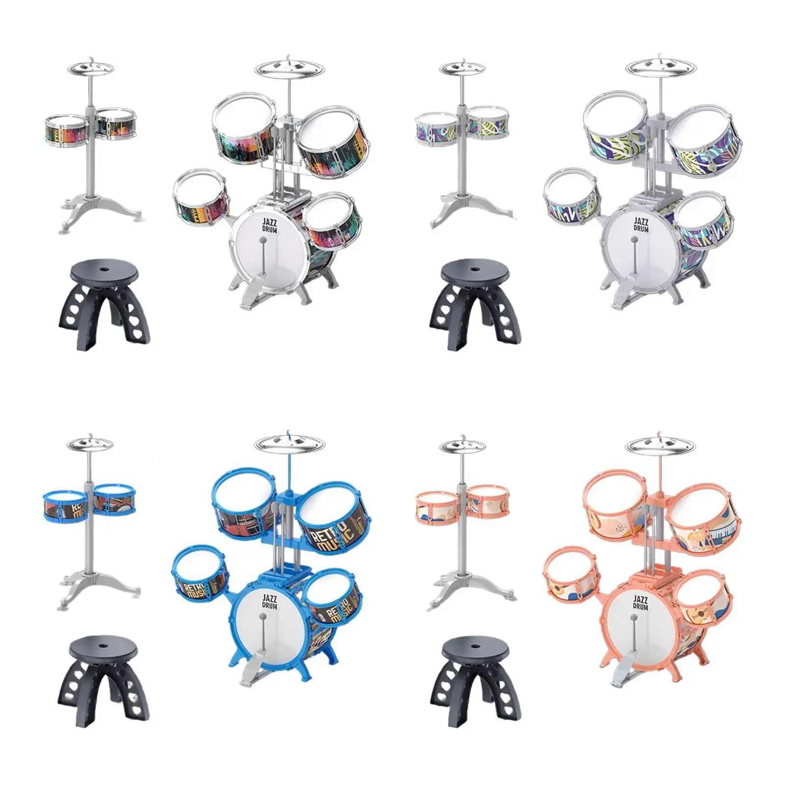 

Kids Jazz Drum Toy Kit Percussion Musical Instruments Early Education Toys for Children’S Day Simple Assembly Multifunctional