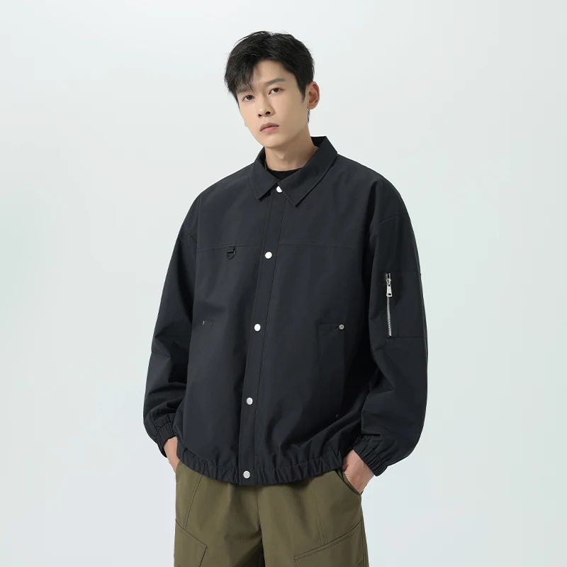 

American Sle Men's Jaet Long Sve Flip Collar Casual Spring Autumn New Arrival Teenage Commuter Coat Stand Fit Pure ...