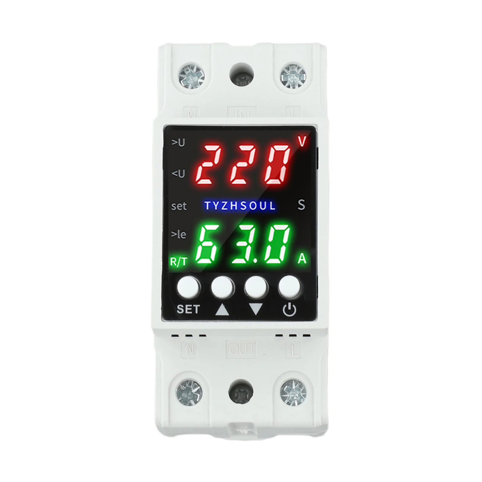 Voltage Protector Relay with Dual LCD Display and Over Under Current Control for Automatic Electrical Load Disconnect