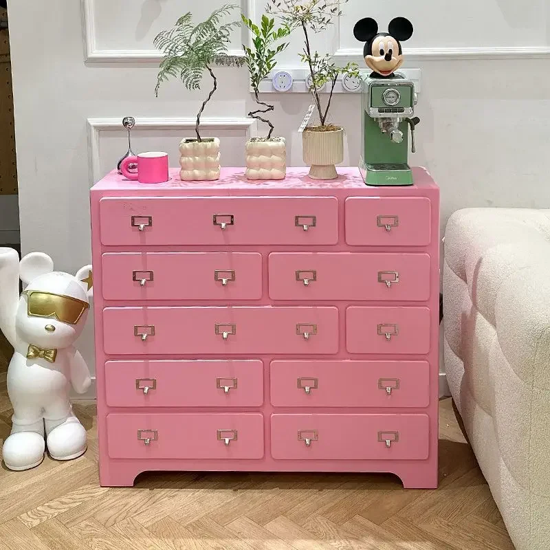 الدوبامين الوردي الخشب الصلب عشرة خزانة الصدر بسيطة الحديثة مدخل غرفة المعيشة غرفة نوم خزانة تخزين جدار درج خزانة #2