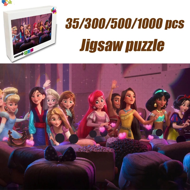 Disney Princess Jigsaw 35/300/500/1000 Pieces Kids Wooden Puzzle Cartoon Puzzle Toys Educational Jigsaw Toys for Children Gifts