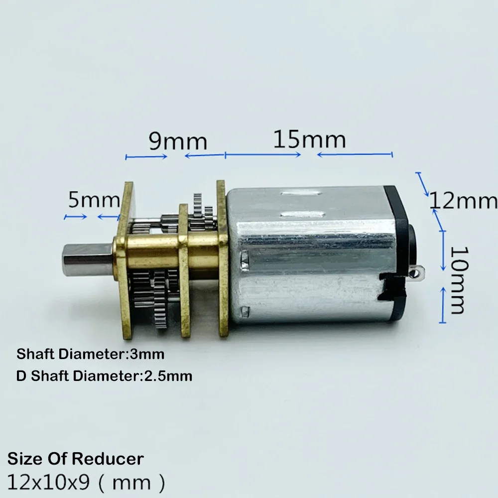 Mini N20 Gear Motor Full Metal Gearbox Reducer DC 3V 6V 76RPM Slow Speed High Torque D-shaft Engine Hobby Toy Model Smart Car