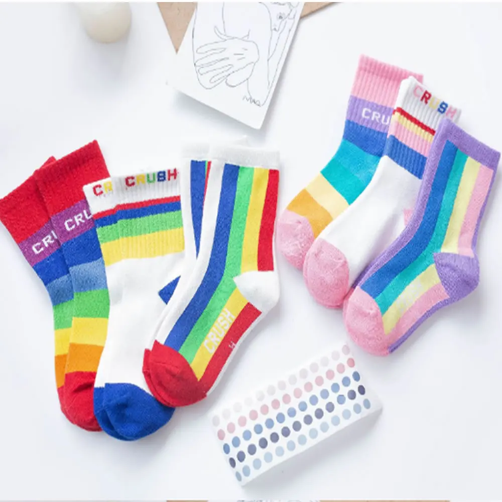 spring and autumn period newborn socks new children's sokken boys rainbow socks boom cartoon young female cotton sock infant