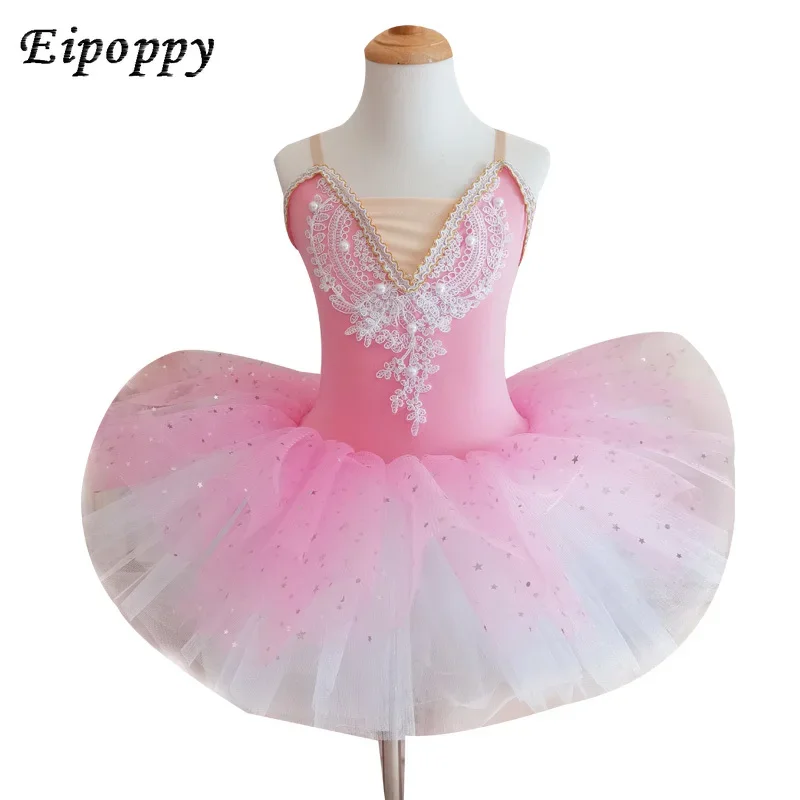 Balletdans Kostuum Klein Meisje Pailletten Tule Tutu Rok Uitvoering