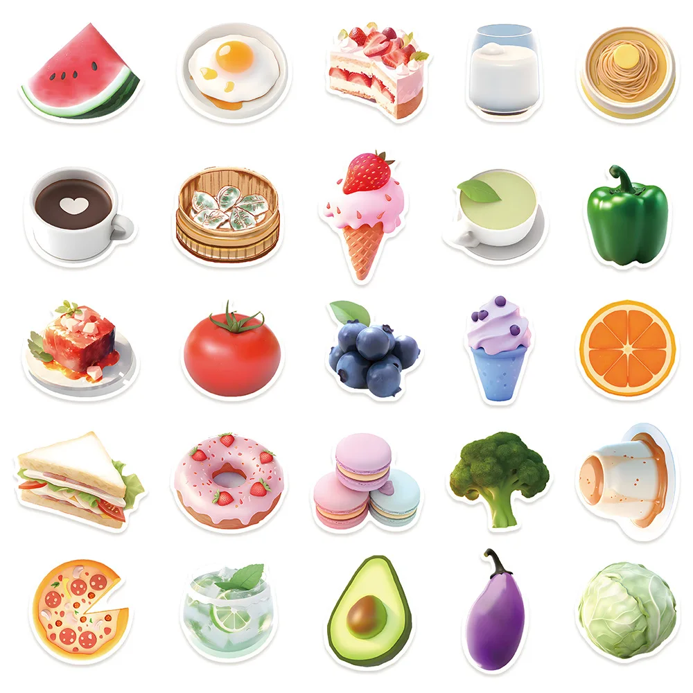 50pcs Cute Cartoon Fruit Stickers for Breaks Laptop Luggage Handbooks Refrigerator Decoration Stickers