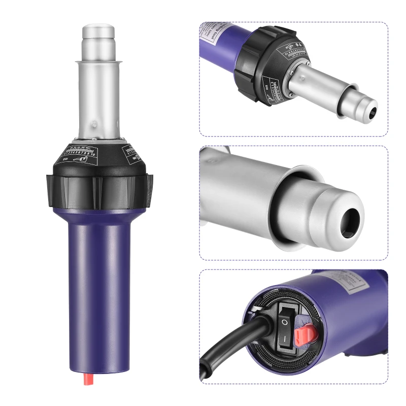 1600W Plastic Integrated Welders Hot Air Welding Torch Gun with Speed Nozzles Roller PE PVC Plastic Rod (Purple)