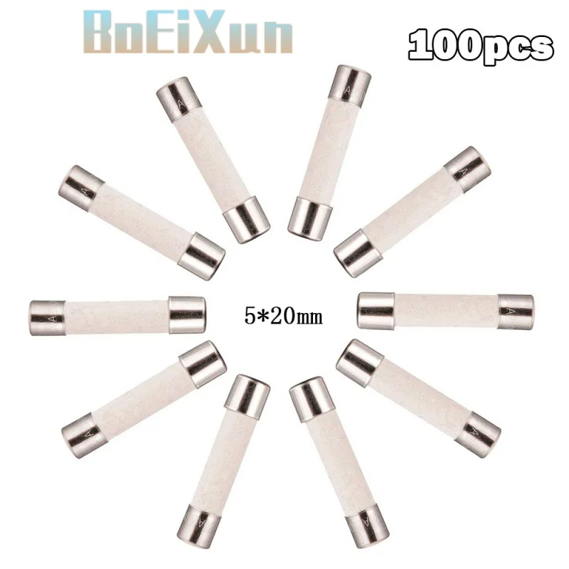 100PCS 5*20mm Fast break Ceramic fuse Slow Blow tube fuse With a pin 5x20mm 250V 0.5A 1A 2A 3A 4A 5A 6A 7A 8A 10A 12A 15A 20A