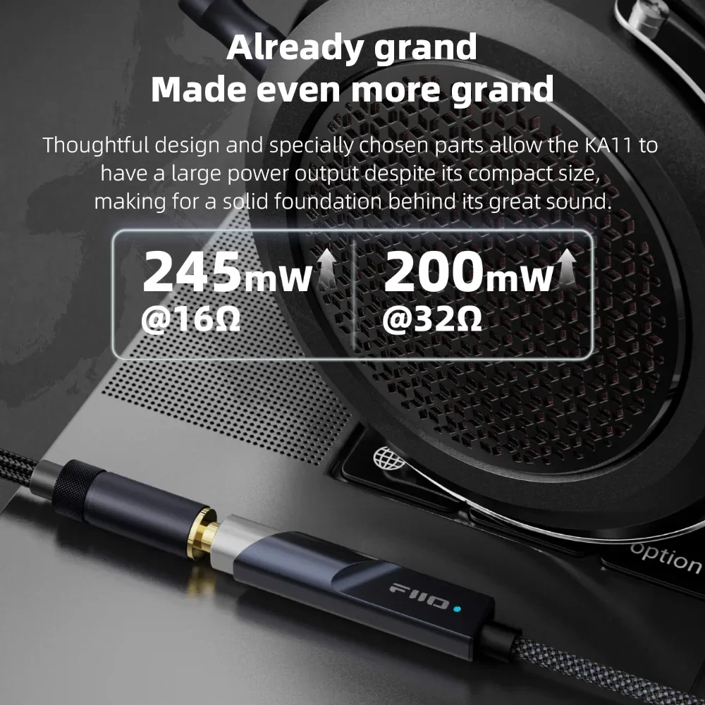 FiiO JadeAudio KA11 USB C إلى 3.5 ملم محول الصوت USB دونغل 32 بت/384 كيلو هرتز، نوع C إلى 3.5 ملم HiFi DAC مكبر للصوت لنظام Android/iOS/Win