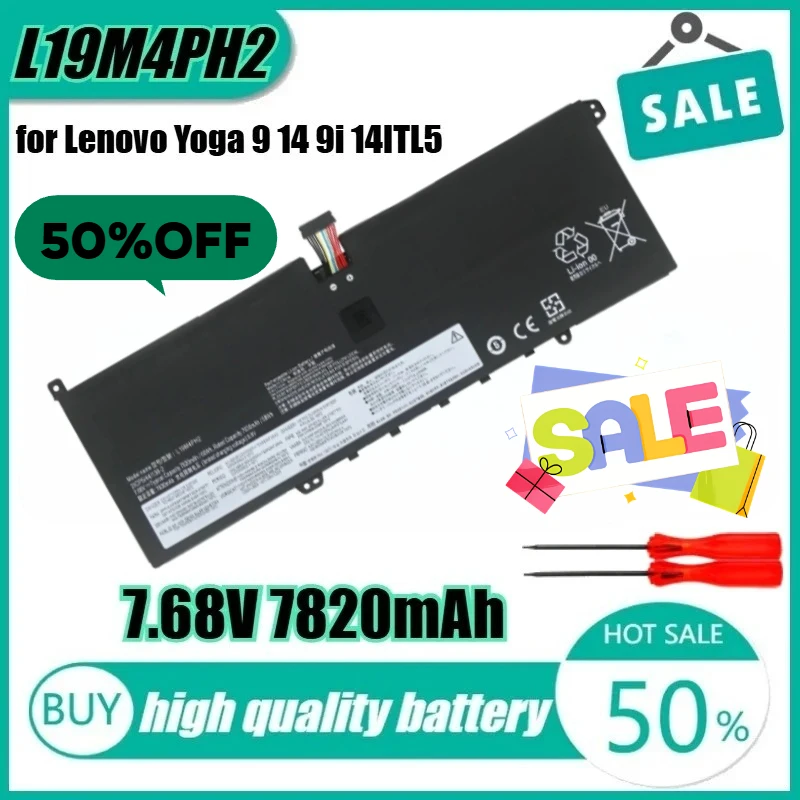 

Новый L19M4PH2 7,68 В 60 Втч 7820 мАч Высококачественный аккумулятор для ноутбука Lenovo Yoga 9 14 9i 14ITL5 SB10Z33898 L19C4PH2 + инструмент