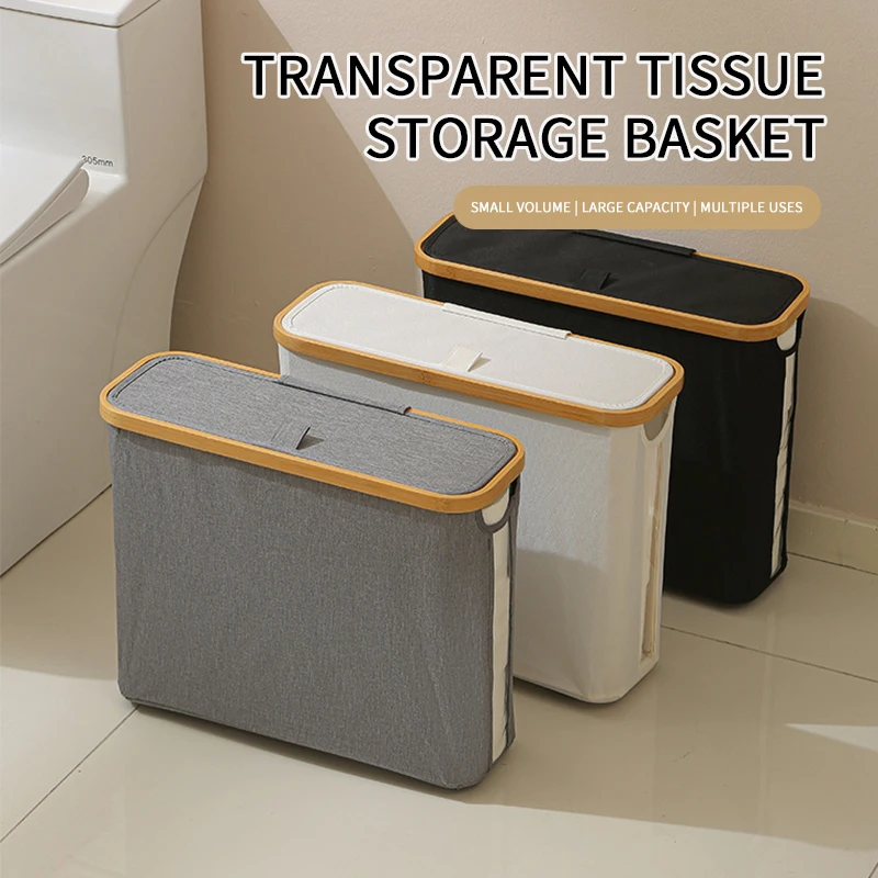 Cesta de almacenamiento de papel higiénico a prueba de polvo, duradera, impermeable, plegable, almacenamiento de papel higiénico, organizador de papel de estilo multifuncional