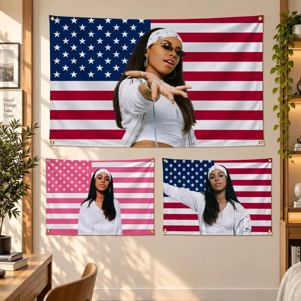 Singer R&B Iconic A-Aaliyah Flags Banner Decor for Bedroom,Garden,Party,Club,Gaming Room,Garage Fan Gift