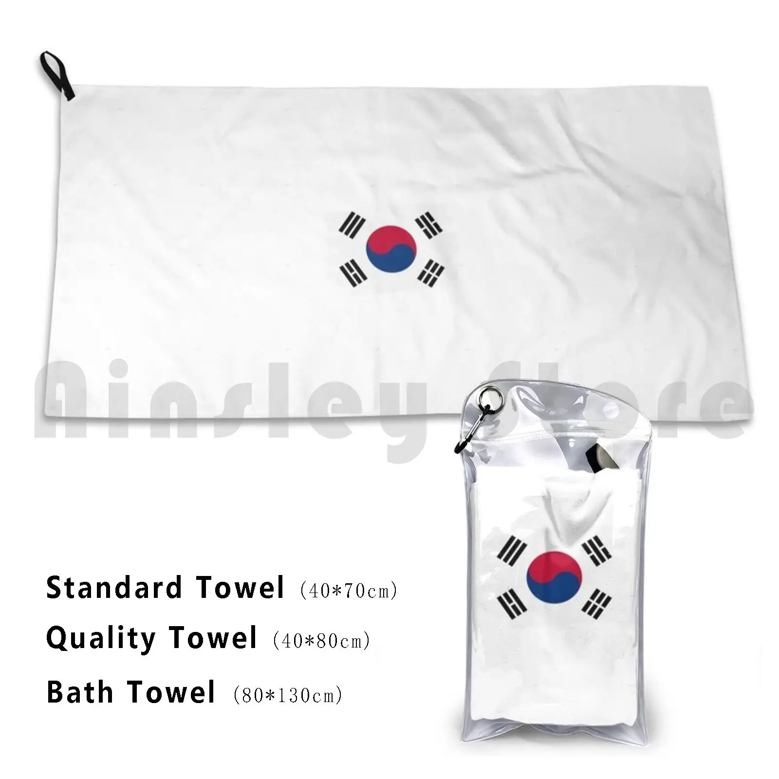 Small South Korea Flag Logo Bath Towel Beach Cushion Logo Cool Popular Trending Colorful Cute Funny Science