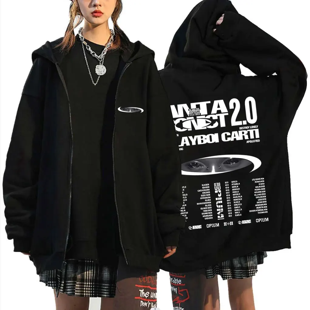 

Rapper Playboi Carti I Am Music Merch Zipper Hoodie Destroy Lonely Ken Carson Homixide Gang Opium Men Casual Retro Zip Up Jacket