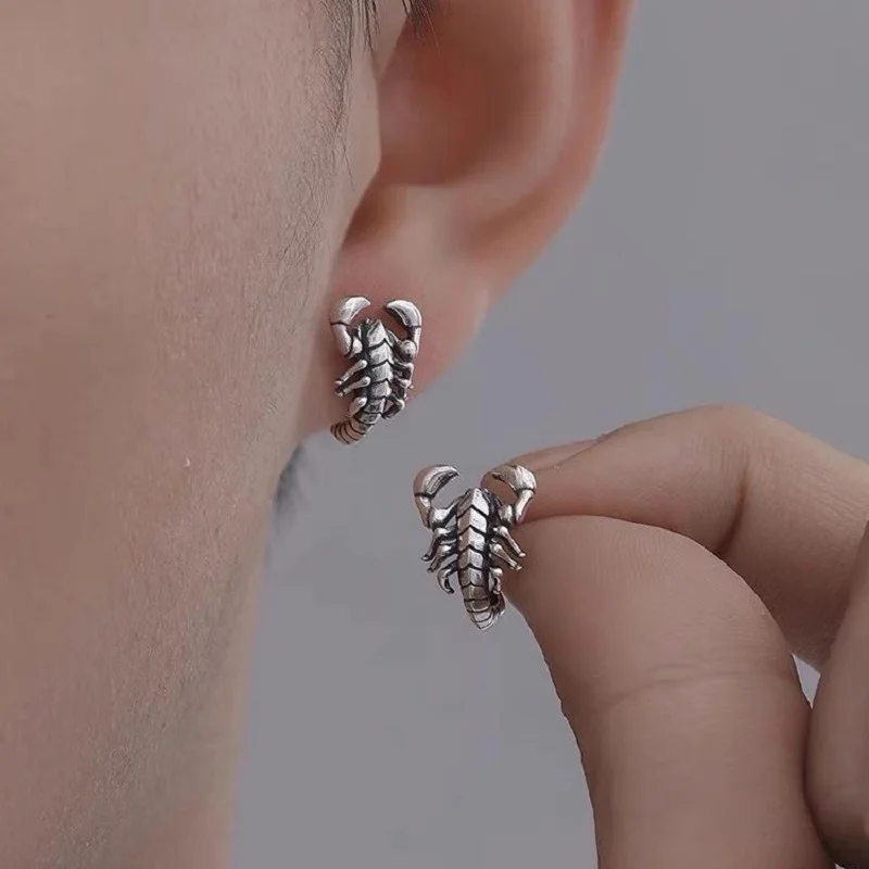 1 Pair Street Pop Punk Small Hoop Earrings For Man Woman Animal Skull Stainless Steel Gothic Hip Hop Pierced Ear Jewelry view 6