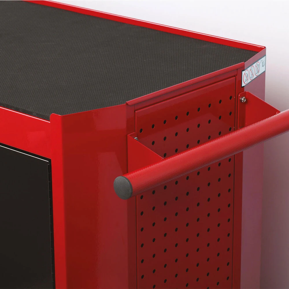 Red And Black 5 Drawers And 2 Doors Premium Rolling Tool Cabinet Large Tool For Garage Workshop Use