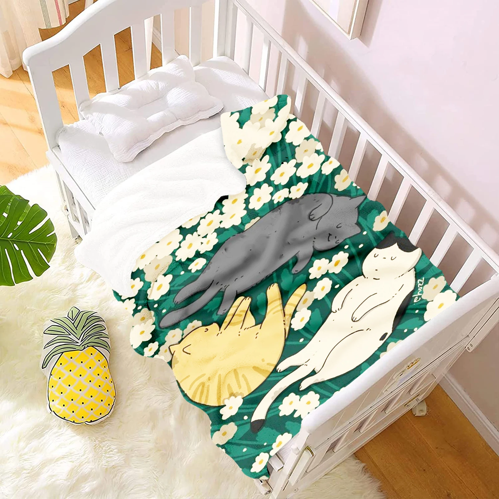 

Cat Cartoon Children's Nap Blankets Soft Pattern Skin-Friendly Children Blanket Cute Printed Luxury Fashion Throws