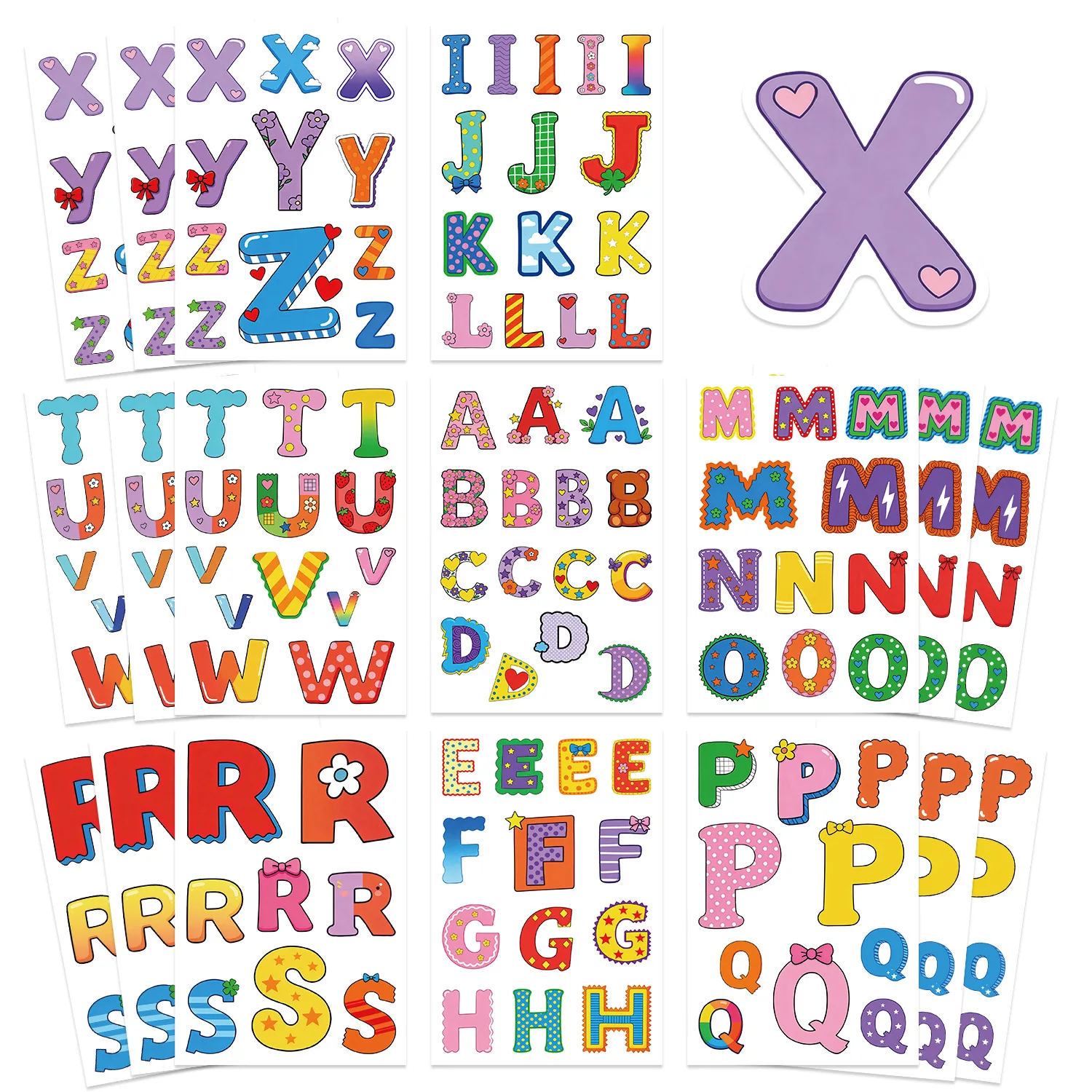 8-Pack Make a Face Cartoon Letter Puzzle Stickers Waterproof Decals for Phone Tablet Notebook Luggage Stationery