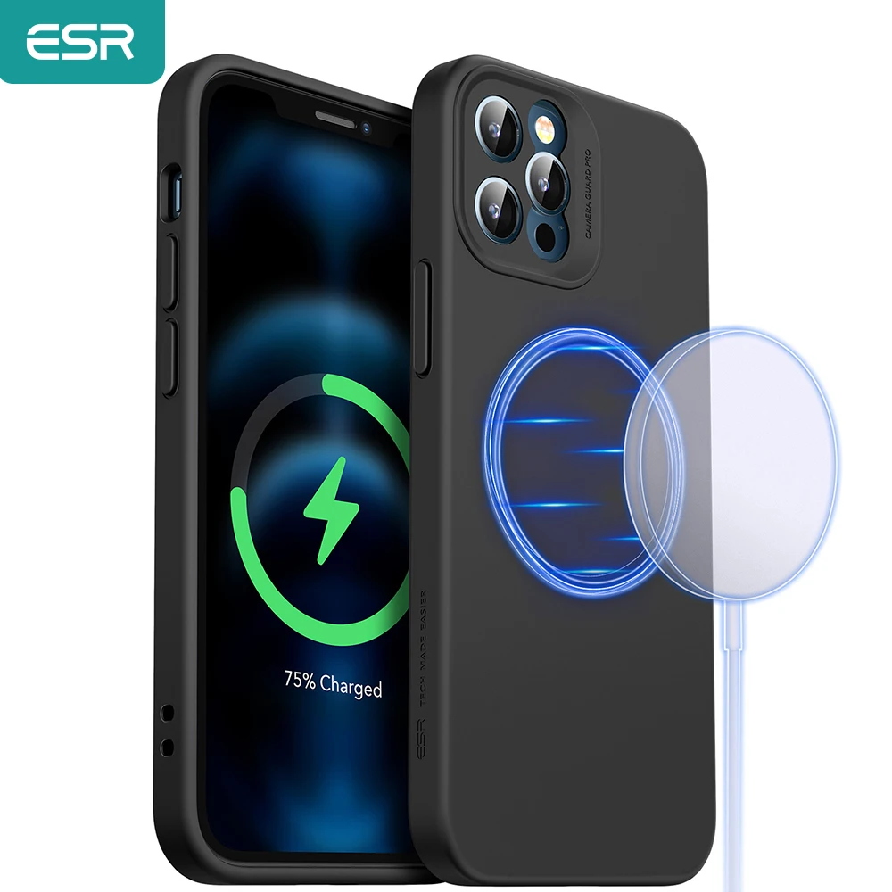 ESR for iPhone 12 Pro Max Magsafe Case for iPhone 12  Soft Liquid Silicone Case with free Tempered Glass for  Magnetic Cover