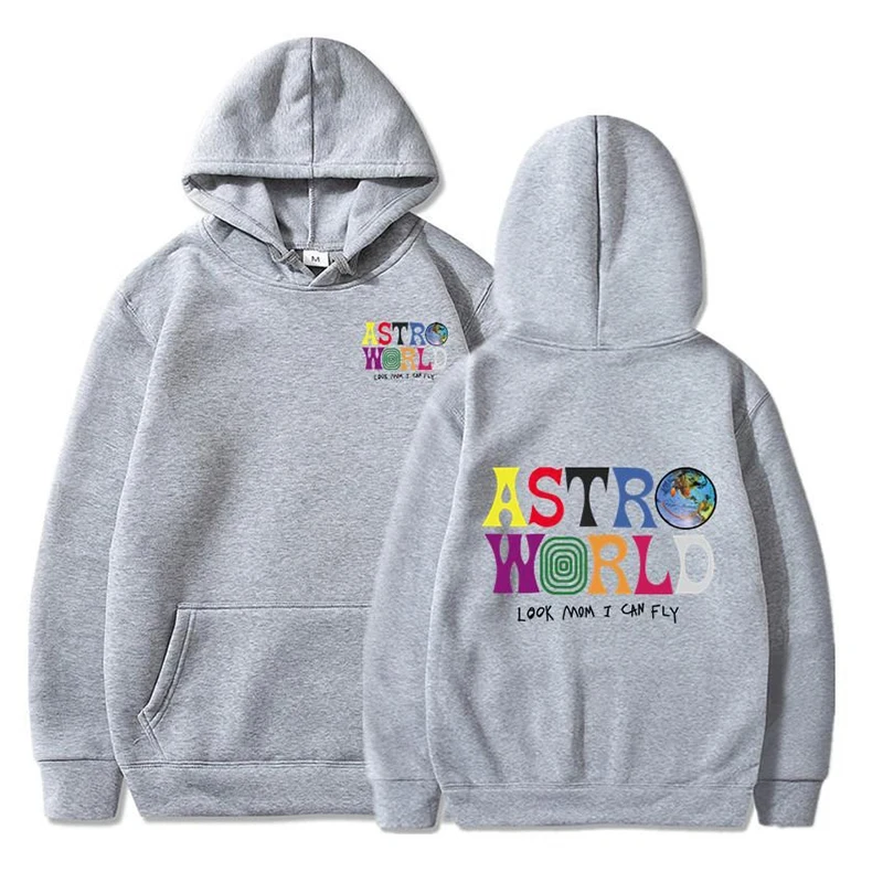 Travis Scott Hoodies Men Look Mom I Can Fly Letter Printed Sweatshirts Women Fashion ASTROWORLD Hooded Pullover Casual Sportwear