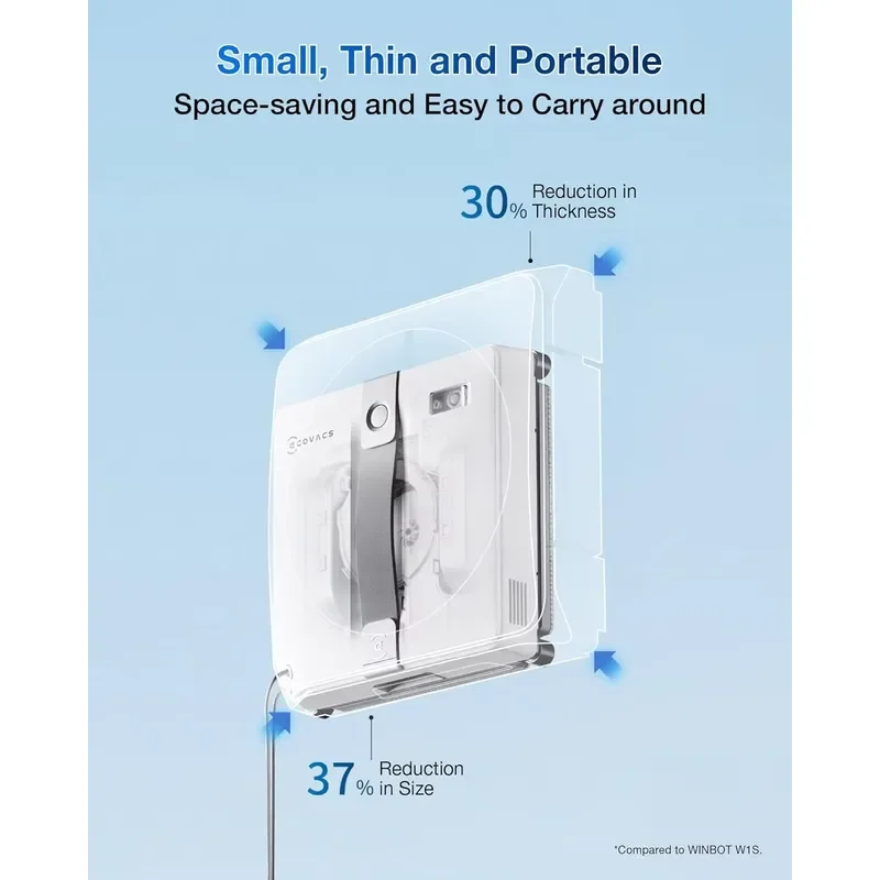 ECOVACS Mini Vacuum Window Cleaner Edge Detect 7500Pa Smart Obstacle Sensors Dirt Ultrasonic Mist Bathroom Glass view 3