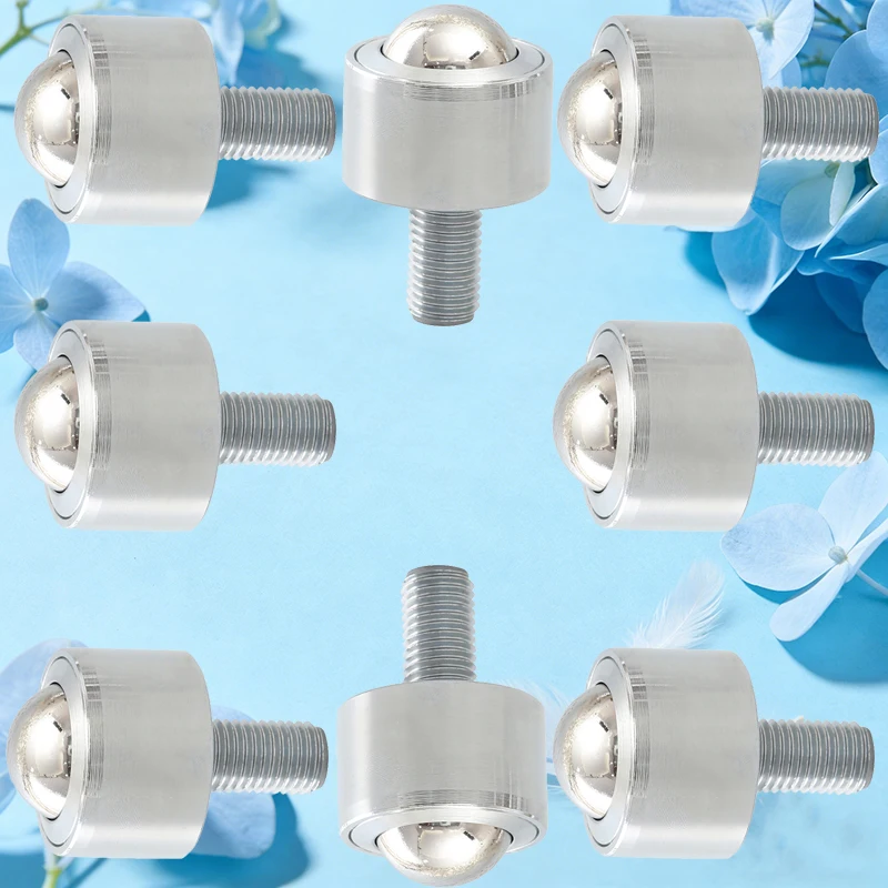 

8PCS Heavy Duty Precision Conveying Universal Ball+M12 Screw Ball Bearing Universal Wheels Industrial Universal Transfer Wheels