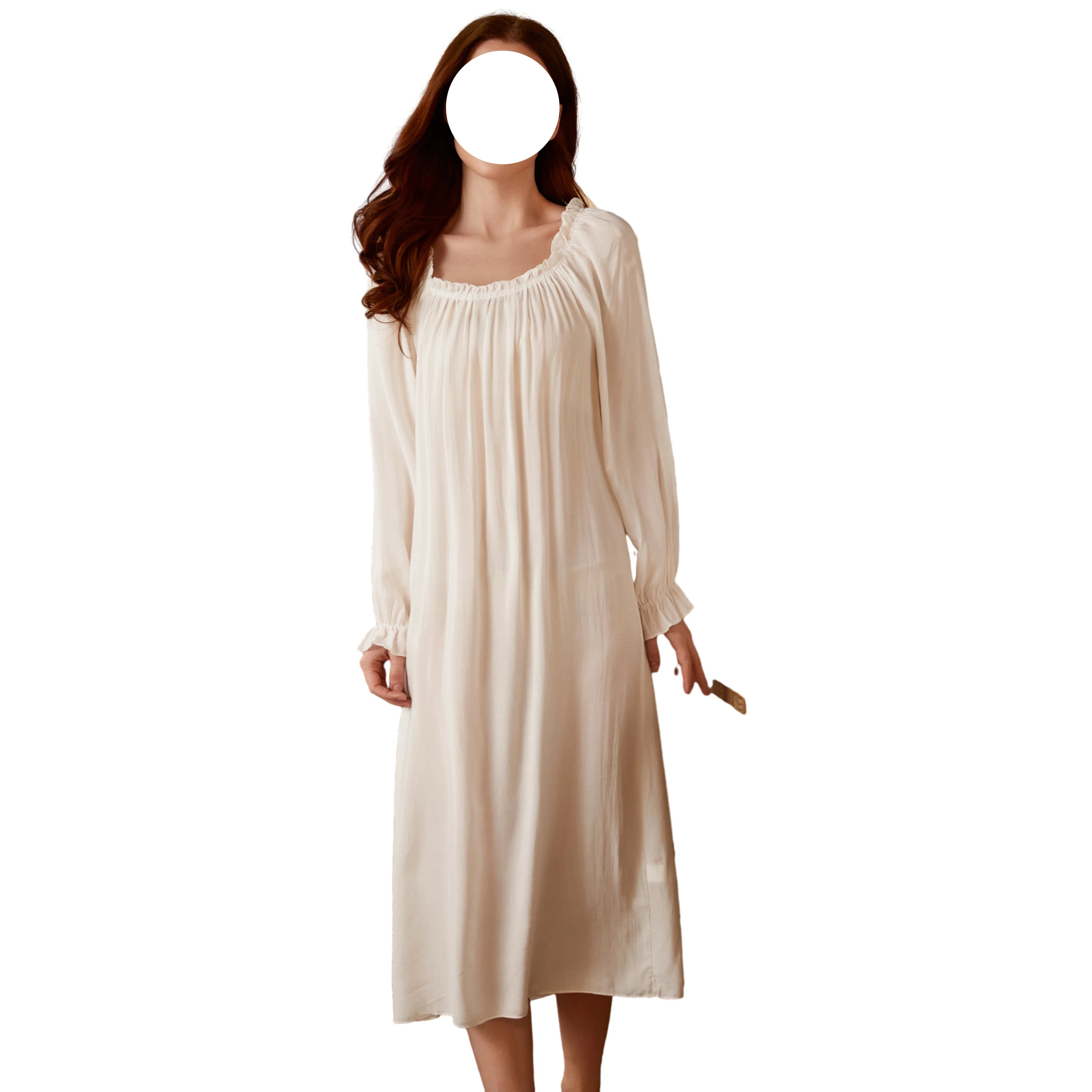 Nightgown Cotton Long Sleeve Vintage Old Fashioned Gown The Ring Costume for Women