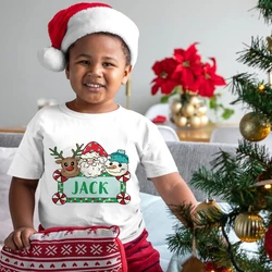 Personalized Christmas Kids T- Shirt Custom Name Toddler Shirt Boys Girls Clothes Xmas Child Shirts Christmas Party Kid Gift Tee