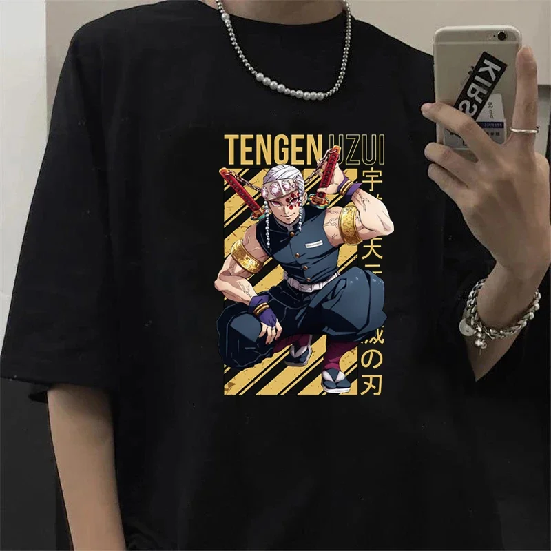 Demon Slayer T Shirt Men Kimetsu No Yaiba Rengoku Tshirt Anime Uzui Unisex Cartoon Tanjiro Inosuke Zenitsu Nezuko T-shirt Male