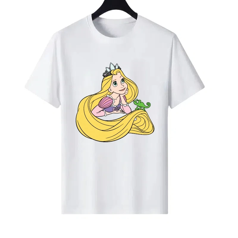 

Disney Princess Pattern Woman Family Print Round Neck Parent-child Clothing Tops Ladies Cheap Short Sleeves T-Shirt Sweatshirts