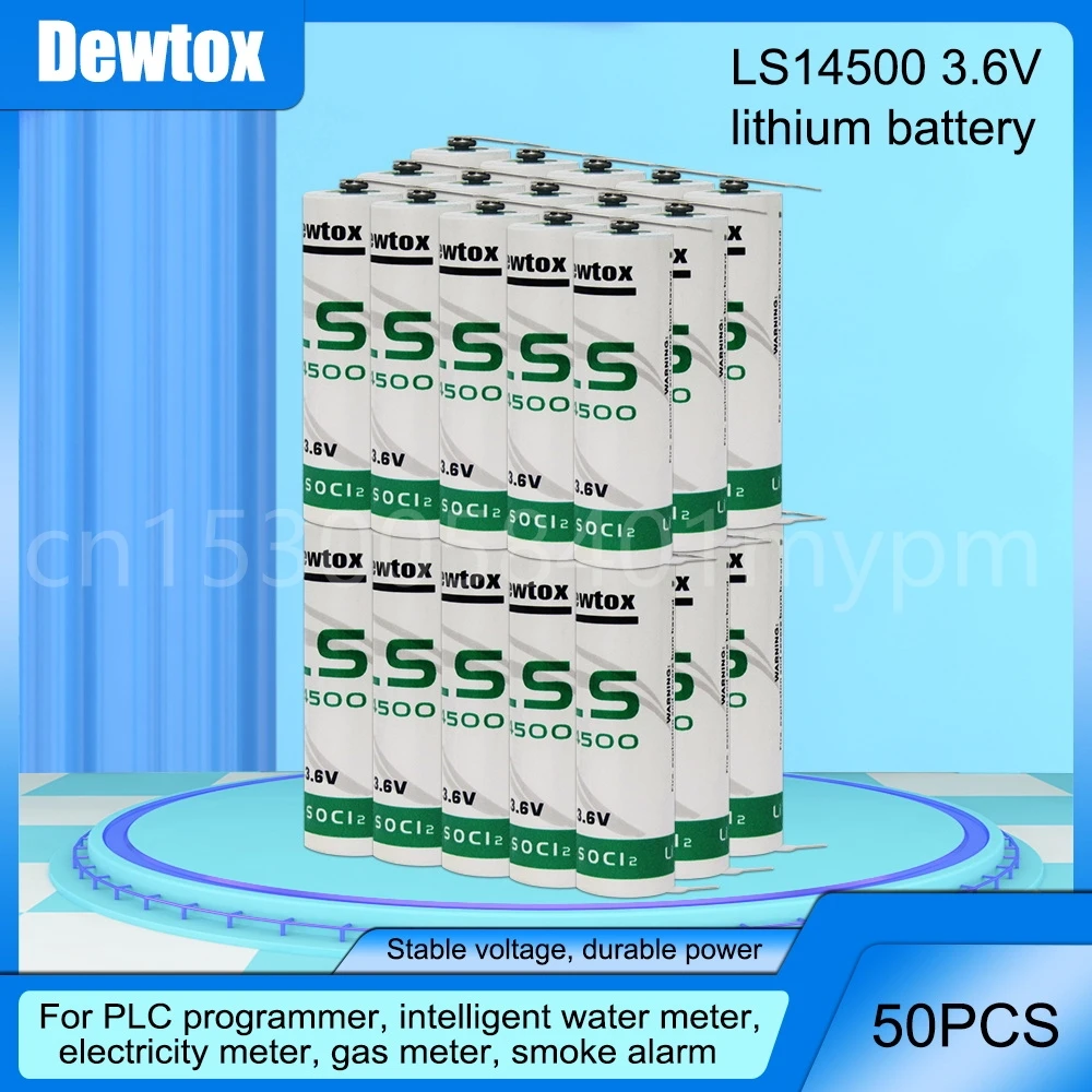 

50PCS Original LS14500 14500 ER14505 AA 3.6V Lithium Battery With Pins For Alarm Gas Meter PLC CNC Machine Tools Primary Battery