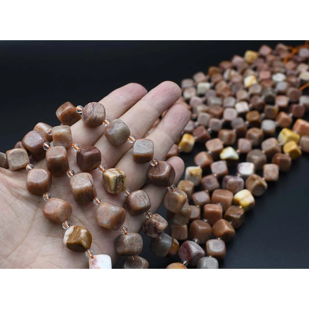 

12X12mm Natural Smooth sunstone square shape Stone Beads For DIY necklace bracelet jewelry make 15 "free delivery12X12mm AA N