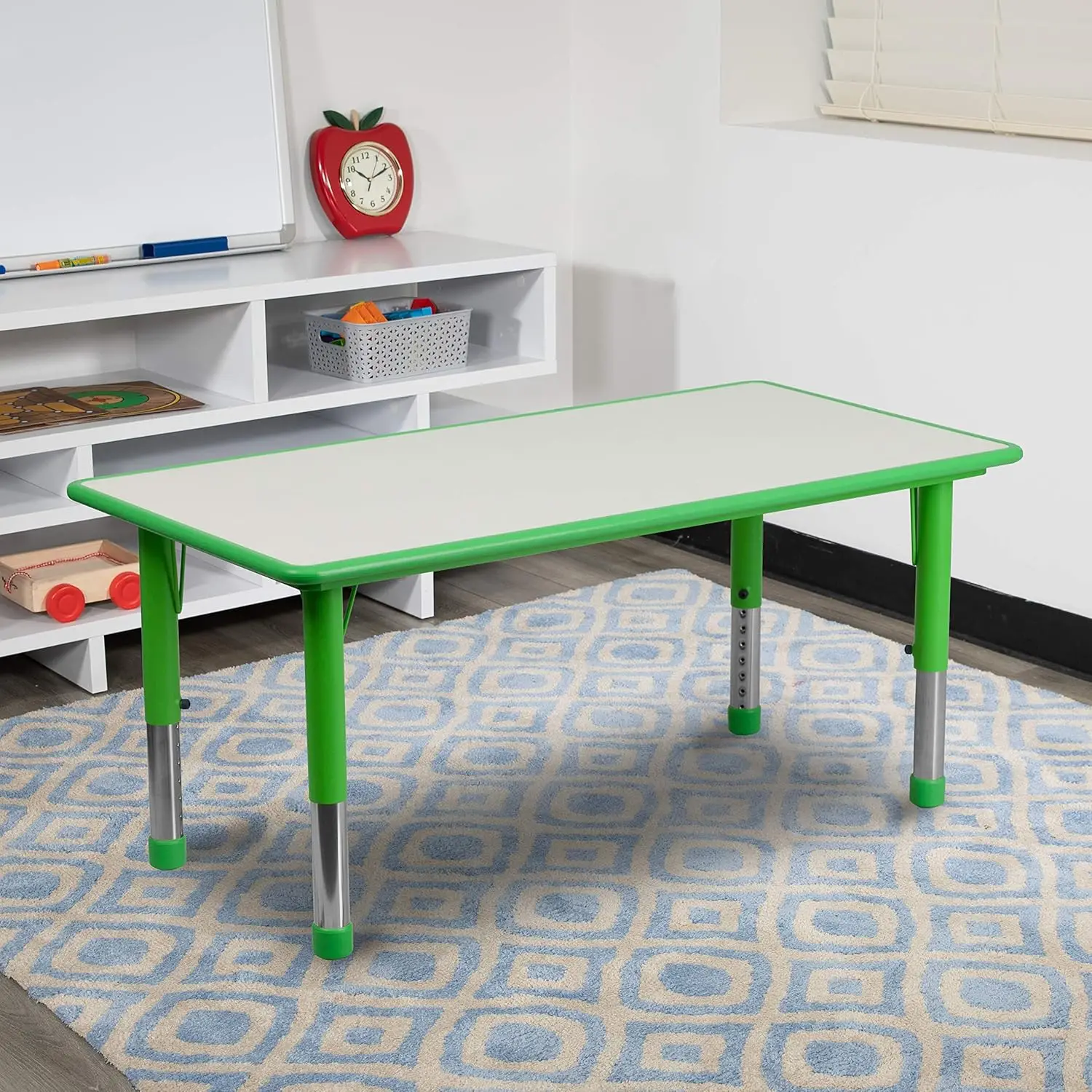 23.625x47.25 Green Plastic Height Adjustable Activity Table