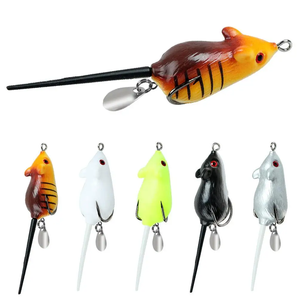 Bio-mimetic Soft Rat Mouse Fishing Baits Dual Hook Tackle Fish Crank Fishing Baits Sequin With Artificial ﻿ Swim Lure O9B0