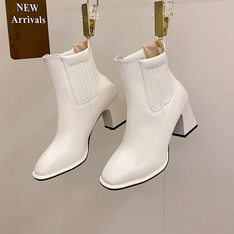 Women's 2023 New Autumn and Winter All-match Thick-heeled Middle-heeled Single Boots Short Boots High-heeled Shoes womens boots