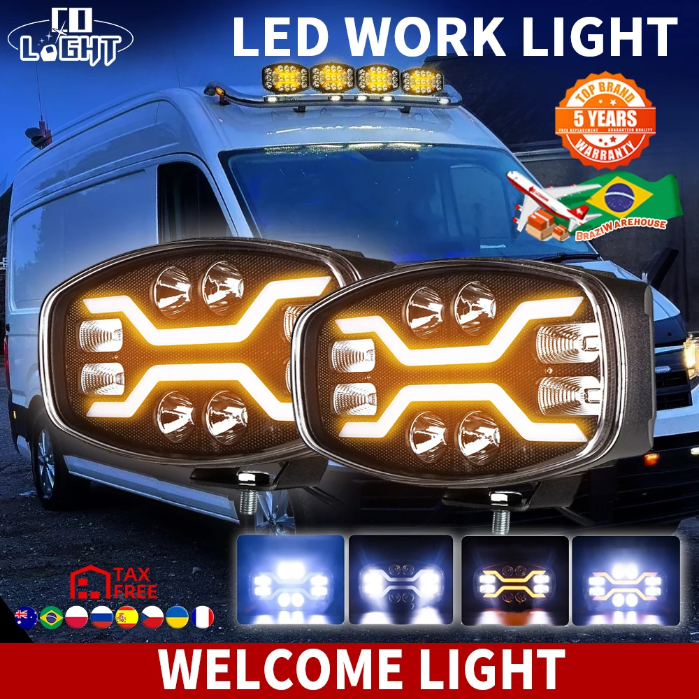 

CO LIGHT New 10'' Inch Off road Headlight Spotlight 40000LM For Truck Trailer Heavy vehicle 12V 24V Driving DRL Welcome Light