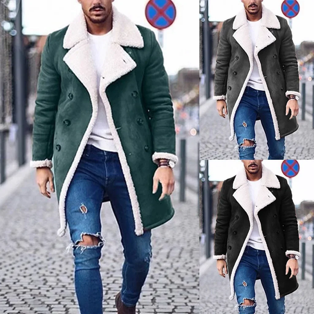 New Amazon Fast Buy Wish Foreign Trade Winter Shake Grain Fleece Compound Simulation Chamois Leather Men's Warm Jacket