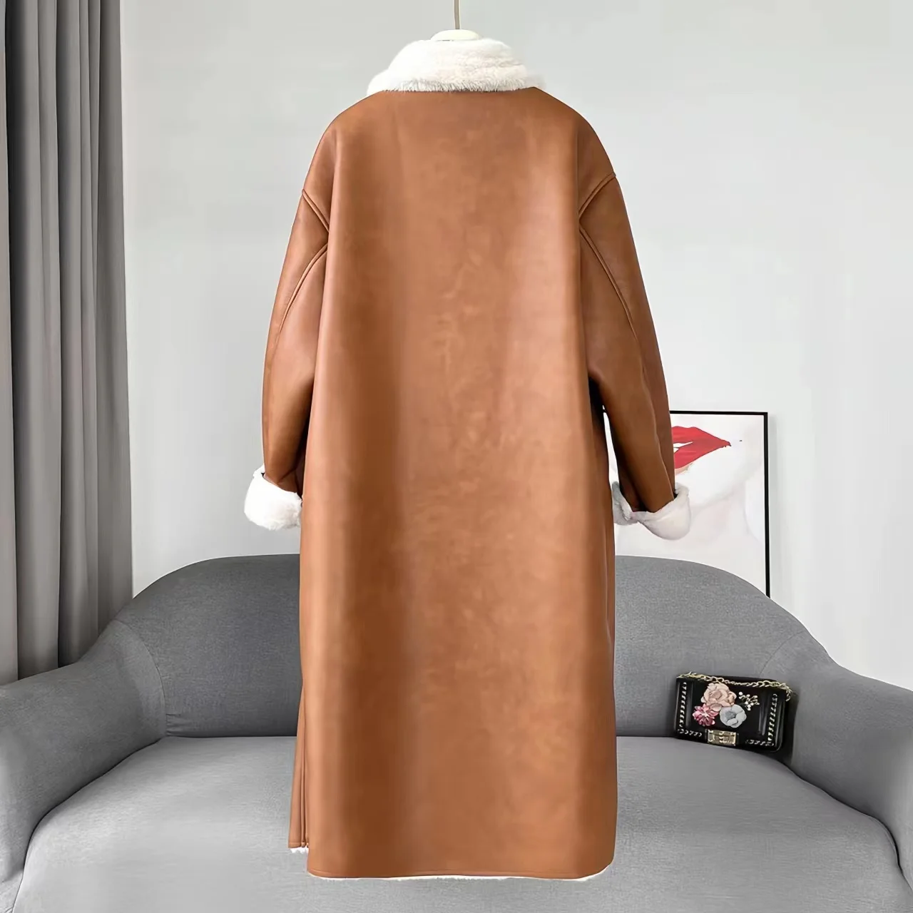 Women's Winter Long Leather Coats, Faux Lamb Fur Jacket, Female Loose Thicken Warm Clothes, High Quality, Promotion, New, 2023