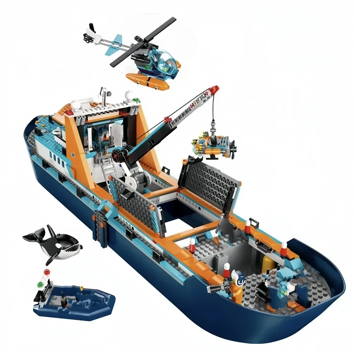 

Arctic Explorer Ship Compatible 60368 Building Block Toys Floatable Boat Helicopter Rov Sub Orca Bricks Gifts For Boys Girls