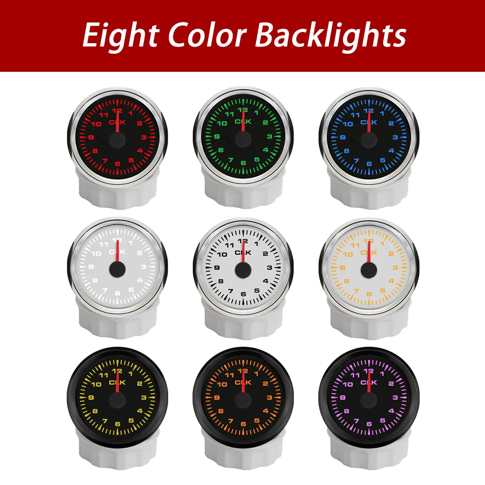 

Популярные водонепроницаемые часы 52 мм, 12 часов формата с 8 цветовой подсветкой для автомобиля, лодки, мотоцикла, универсальные 12 В 24 В