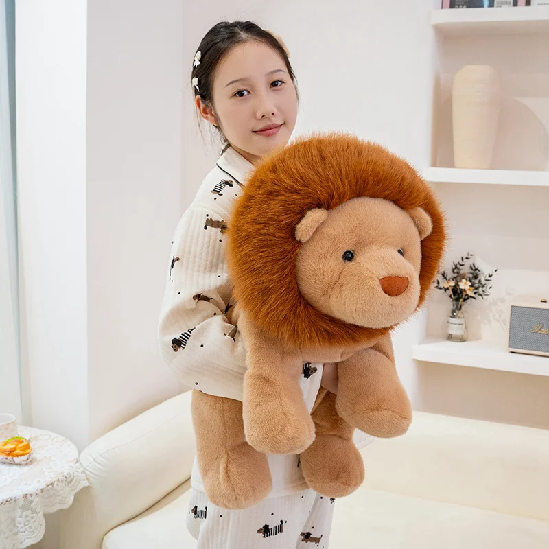 

35/45/60CM Lovely Sitting Lion Plush Toy Furry Cartoon Lion Pillow Stuffed Soft Doll for Birthday Christmas Gift