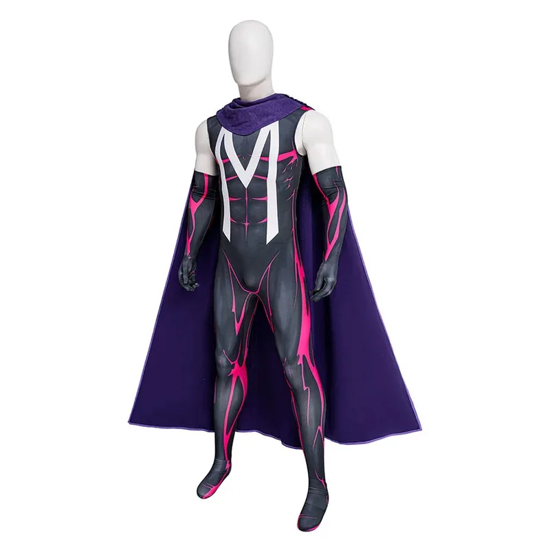 

Adult Male Magneto Cosplay Costume Outfit with Fantasy Cloak And Bodysuit Disguise Max Eisenhardt Movie Halloween Carnival Suit