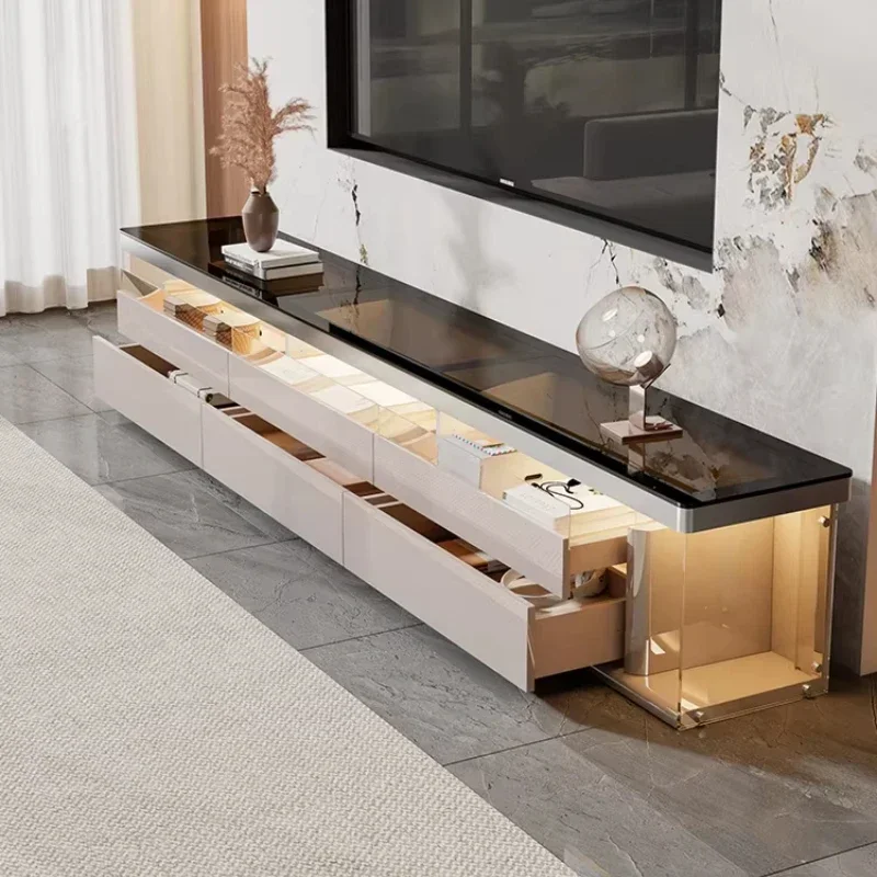 X B B Tv Panel Rtv Cabinets Home Light Luxury Floor TV Cabinet With Light Tv Stand Monitor Stands Living Room Furniture For Room
