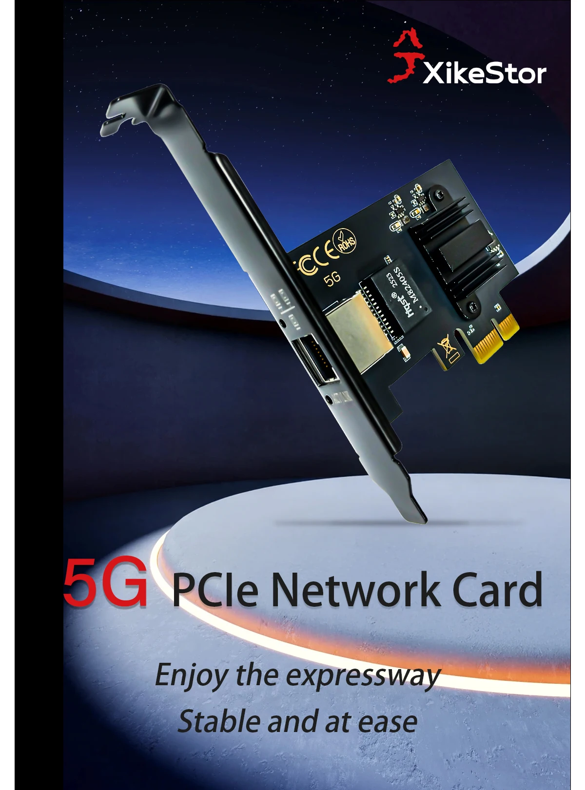 بطاقة إيثرنت سلكية XikeStor 5Gbps PCIe، NIC مع دعامة منخفضة المستوى، منفذ 5G RJ45 للكمبيوتر المكتبي/خادم Windows Linux
