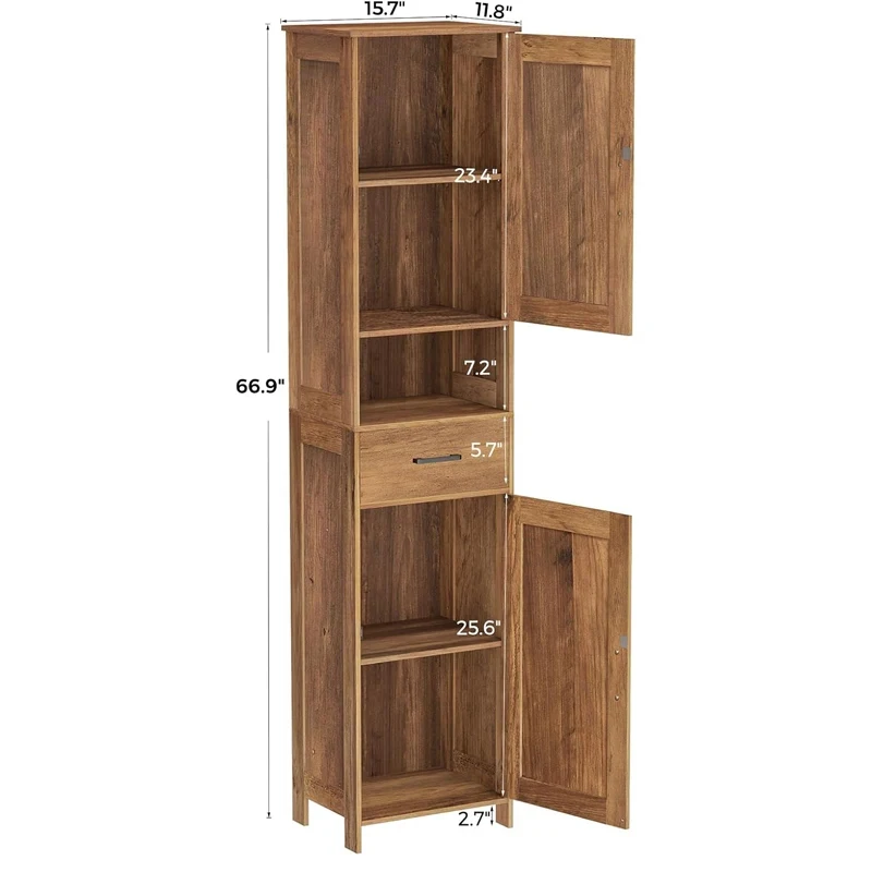 custom.Tall Black Bathroom Storage Cabinet with Barn Freestanding Linen Tower with Drawer & Open Compartment Spa