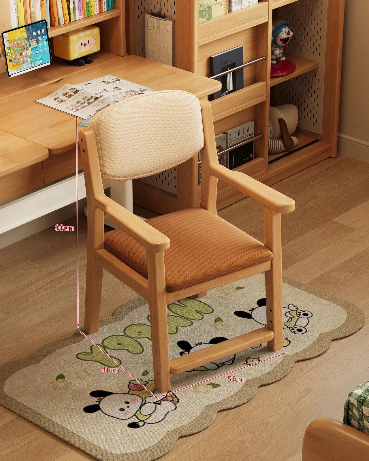 &*Adjustable Kids Study Chair with Armrests- Solid Wood Ergonomic Desk Chair for Growing