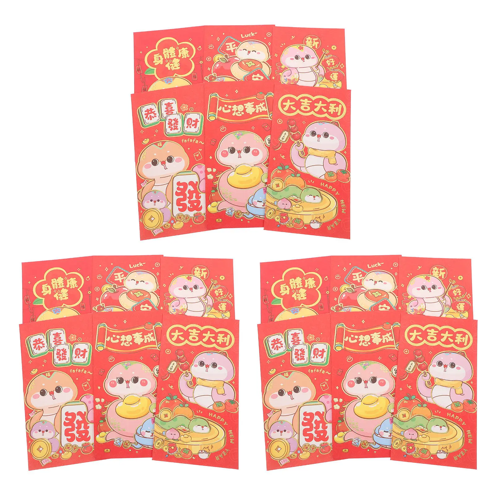 

18Pcs Year of Snake Red Envelopes Vibrant Designs Sturdy Safe Material Cash Envelopes for Lunar New Year Festivities